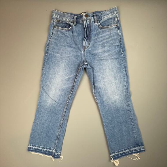 Free People High Rise Straight Jeans 28 Raw Cut Hem 100% Cotton Y2K Vibe - Picture 2 of 8